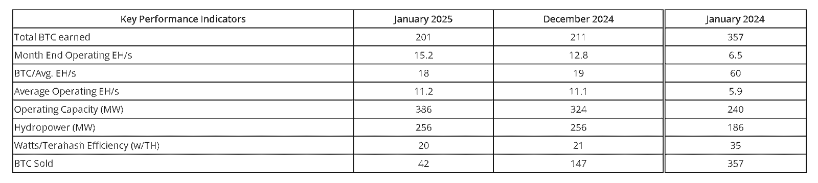 Riot Performance Metrics January 2025. Source: Riot Platforms