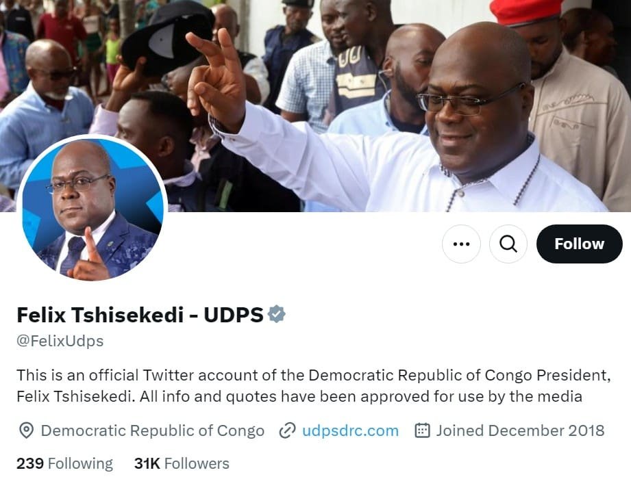 One verified Tshisekedi account is promoting a memecoin, while the other has been inactive since 2018. Source: Felix Tshisekedi
