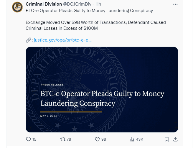 BTC-e Money Laundering Case. Source