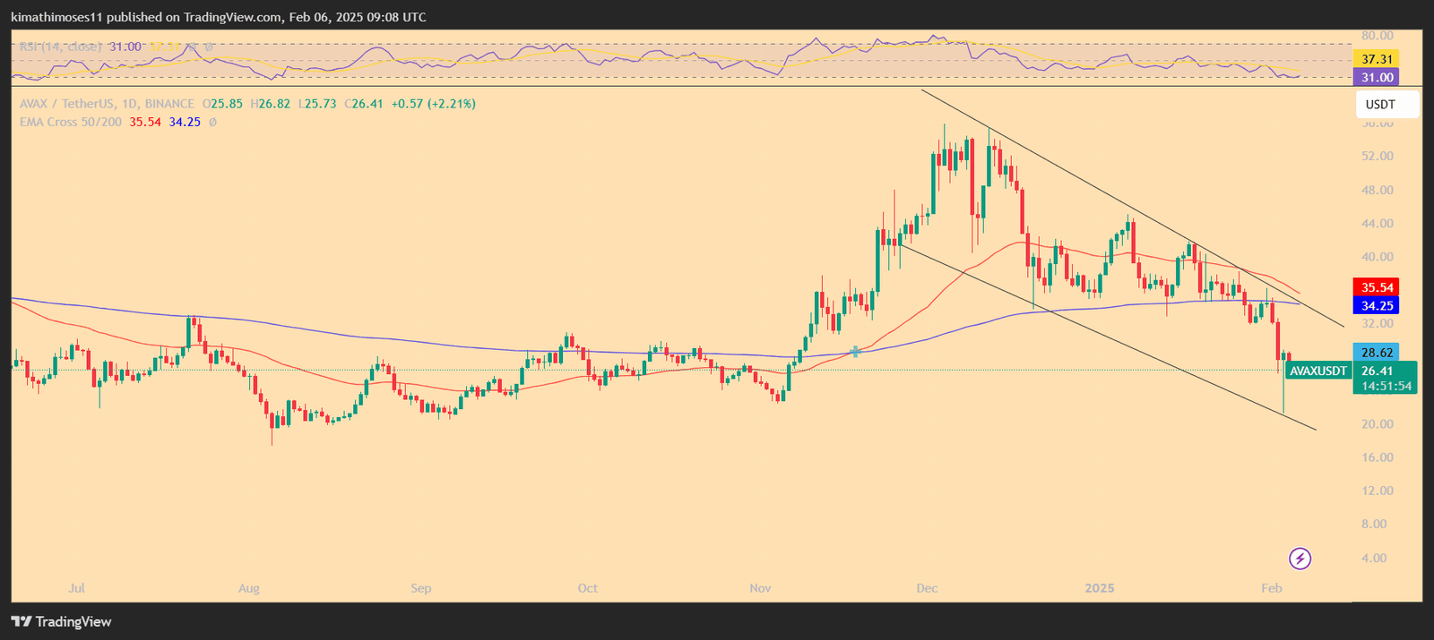 AVAX /USD 1-da price chart. Source: TradingView