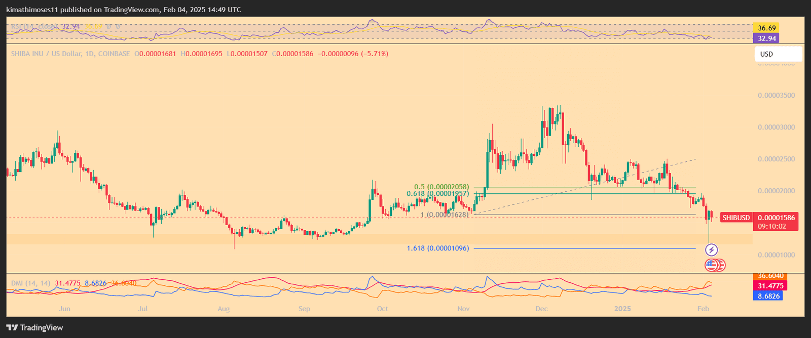 SHIB/USD 1-day price chart. Source: TradingView