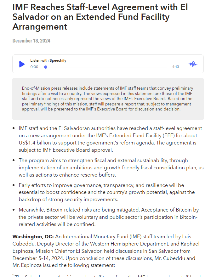 IMF Agreement with El Salvador. Source: IMF