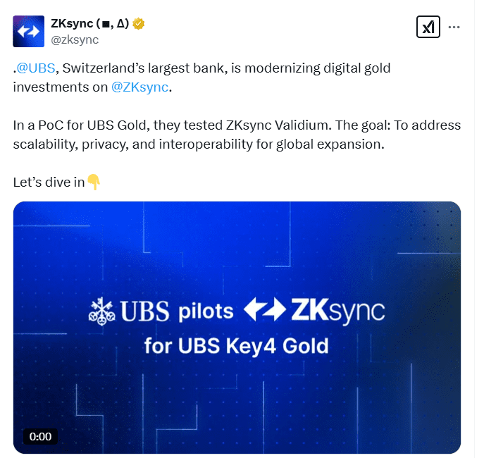 UBS Key4 Gold on ZKsync. Source: ZKsync