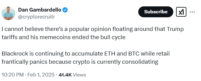 Crypto Consolidation View. Source: Dan Gambardello on X