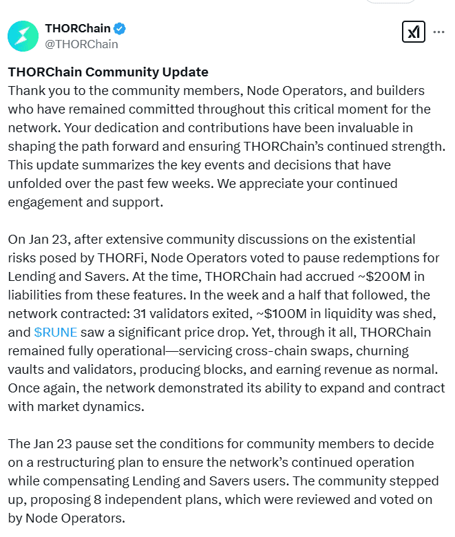 THORChain Community Update. Source: THORChain