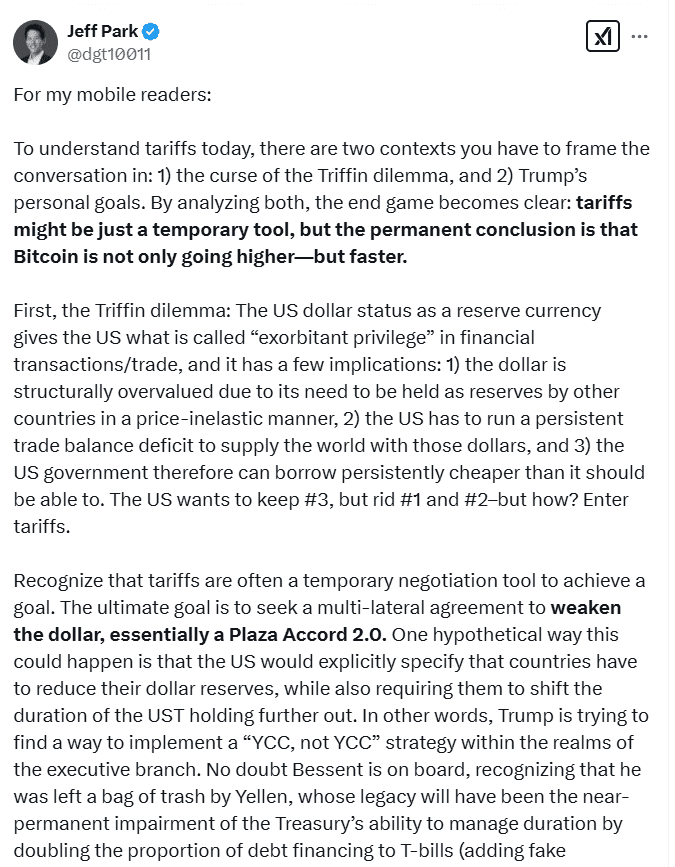 Re: US-China trade war. Tariff Analysis and Bitcoin. Source: Jeff Park