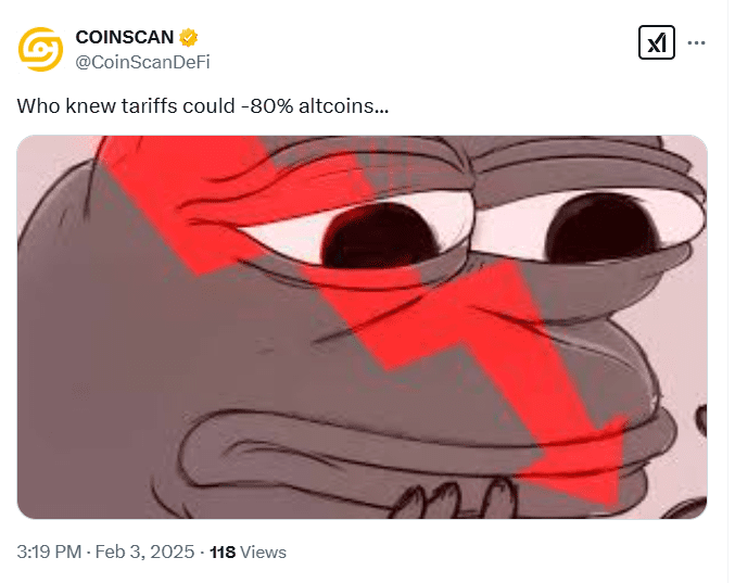 Tariffs Slam Altcoins. Source: CoinScanDeFi
