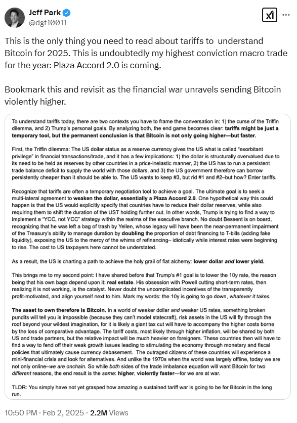Jeff Park Tariff Insight. Source: X