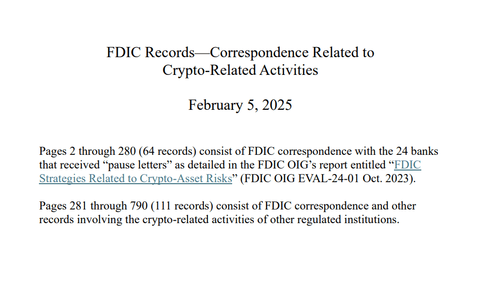FDIC Crypto Correspondence. Source: FDIC
