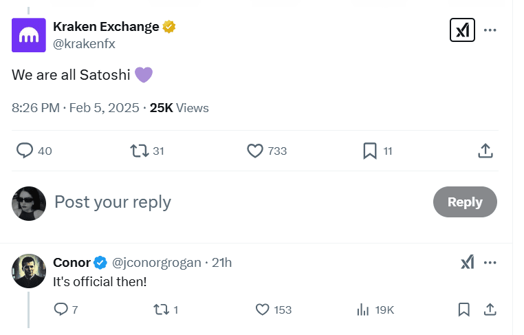 Kraken's Satoshi Statement. Source: Kraken Exchange