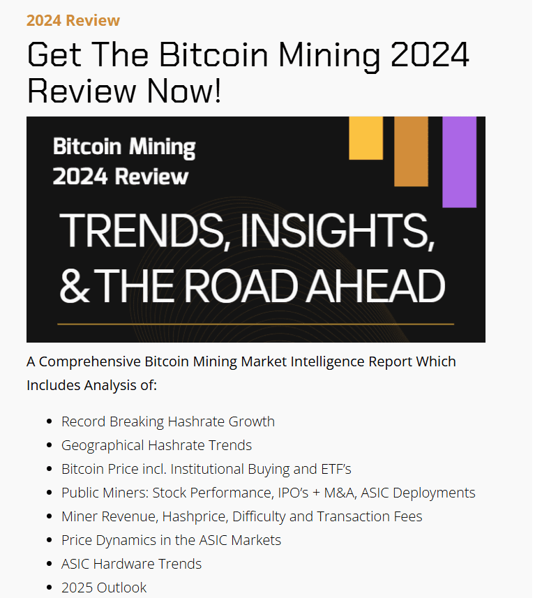 Bitcoin Mining 2024 Review Report. Source: Bitcoin Mining Insights