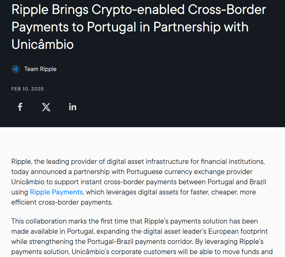 Ripple Unicâmbio Cross-Border Deal. Source: Ripple