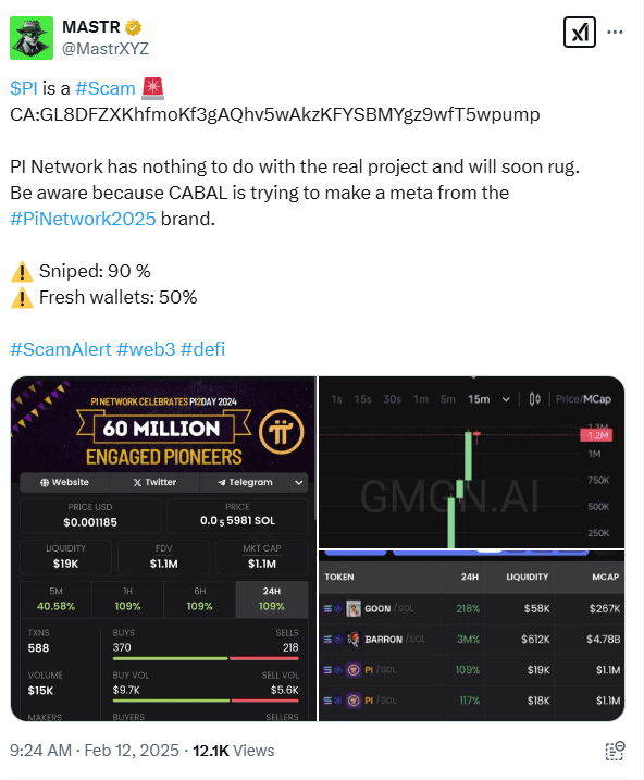 MASTR Flags Pi Network as a Scam. Source: MASTR