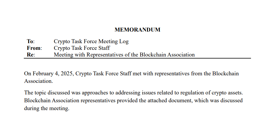 SEC Crypto Task Force Memorandum. Source: SEC