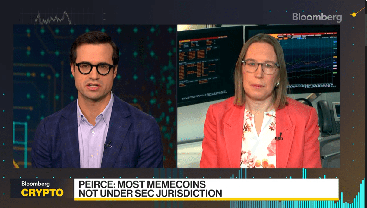 Hester Peirce States Most Memecoins Are Outside SEC Jurisdiction in Bloomberg Crypto Interview. Source: Bloomberg
