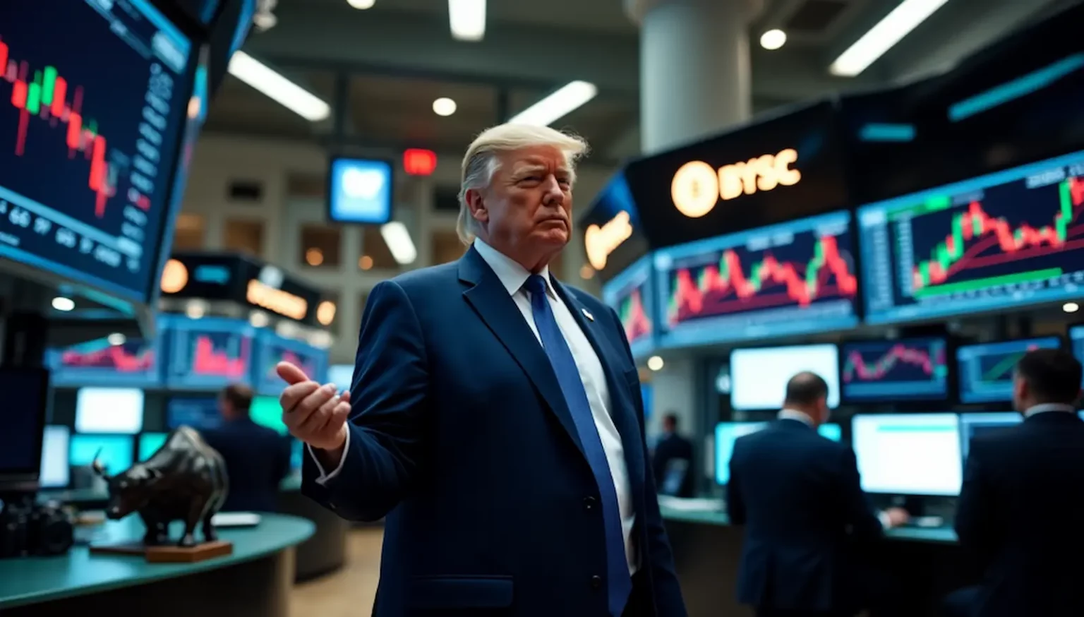 Trump at wallstreet on the trading floor