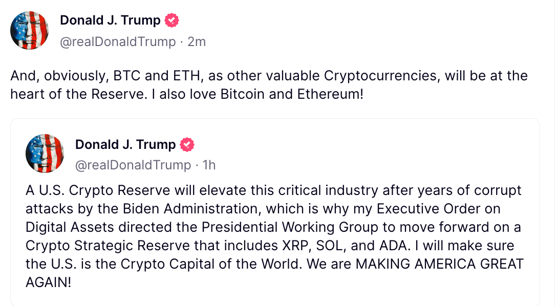 Donald Trump’s Crypto Reserve Proposal Sparks Market Reaction. Source: Donald J. Trump
