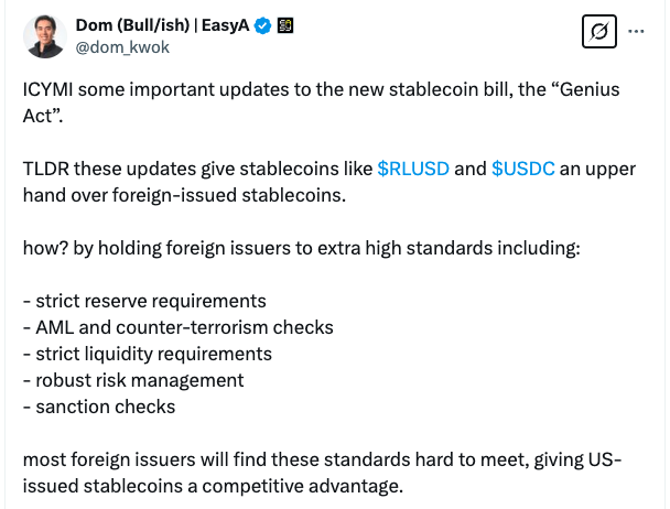 Stricter Rules Could Give U.S.-Based Stablecoins Advantage Over Foreign Rivals