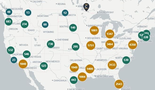 Distribution of Crypto ATMs Across the United States: Market Concentration and Regional Availability. Source: Coin ATM Radar