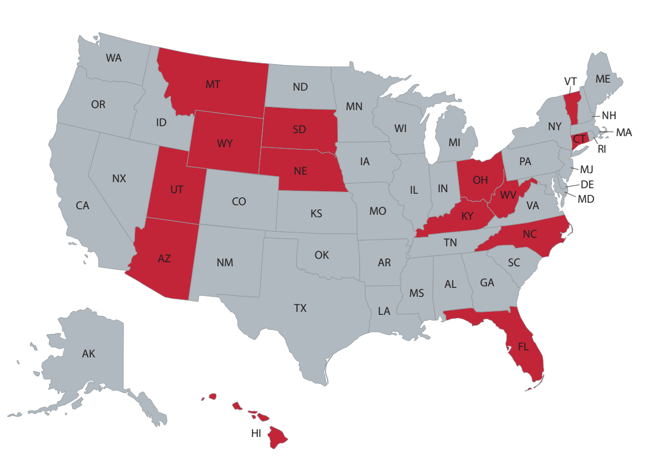 US States Without Regulatory Sandboxes for Fintech Innovation. Source: Institute for Reforming Government