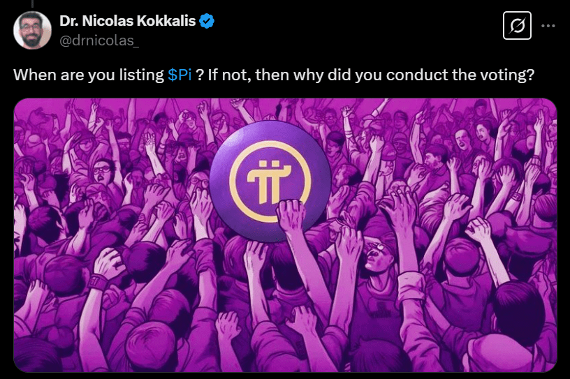 Pi Coin price analysis listing