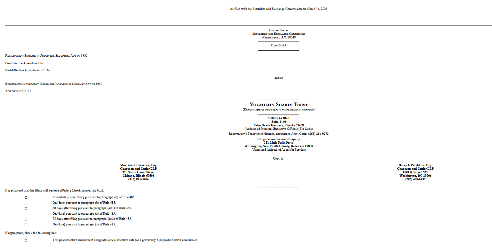 Volatility Shares Trust Files SEC Registration for Solana Futures ETFs Before U.S. Launch. Source: SEC Filing