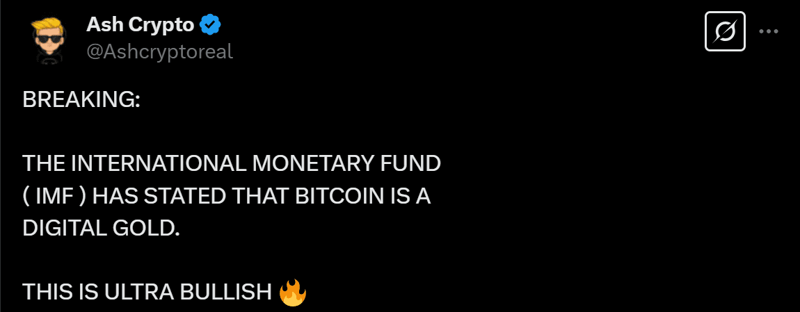 Bitcoin IMF BTC Price analysis