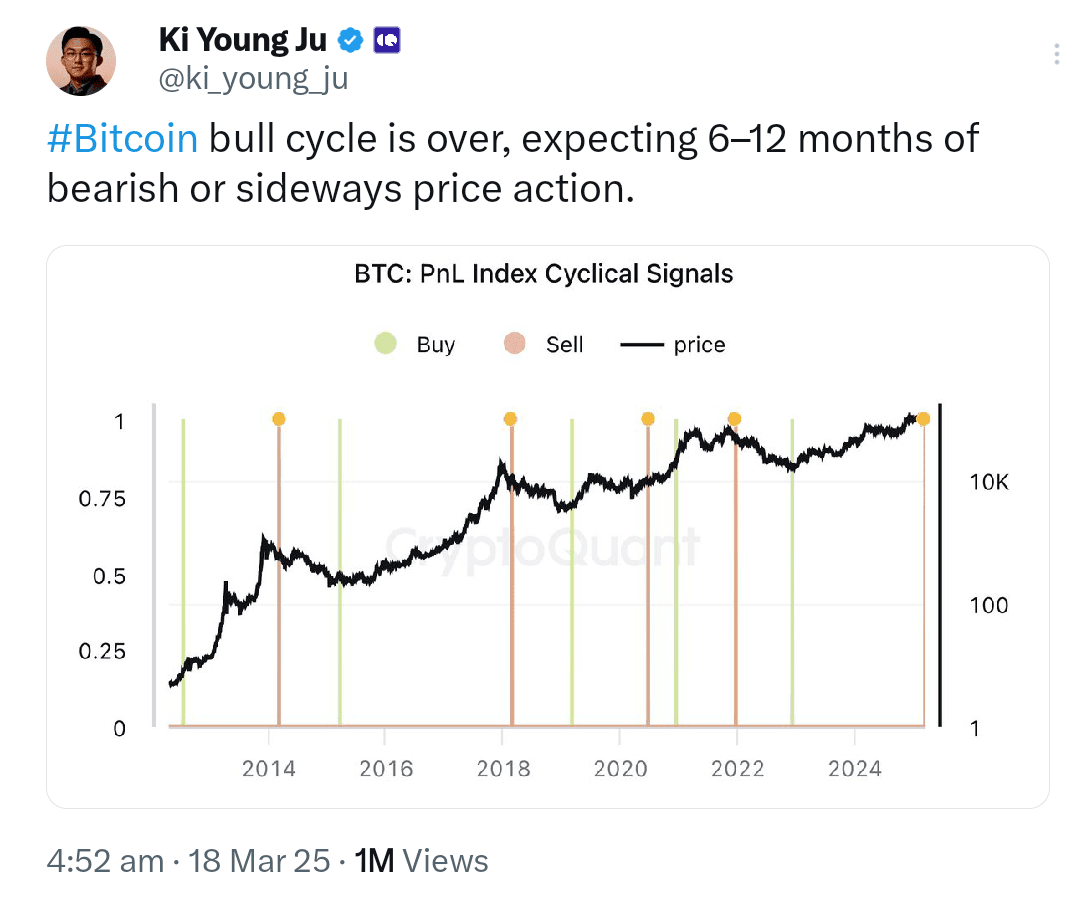 CryptoQuant’s Ki Young Ju expects up to 12 months of “bearish or sideways price action”