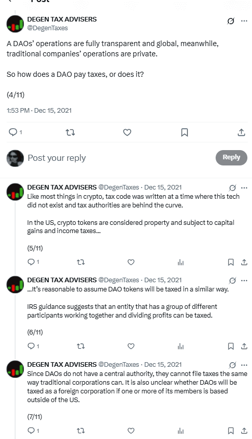 DEGEN Tax Advisers Explain Unclear U.S. Taxation Rules for DAOs and Crypto Tokens. Source: DEGEN TAX ADVISERS