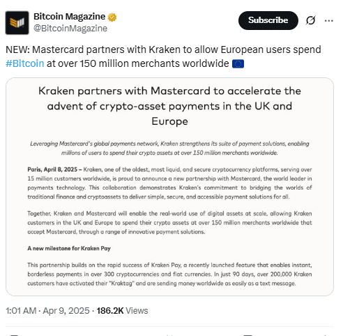 Kraken Mastercard Europe Launch. Source: Bitcoin Magazine