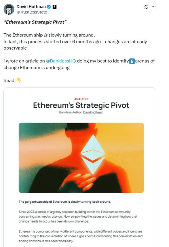  Ethereum Strategic Pivot Visual. Source: Bankless