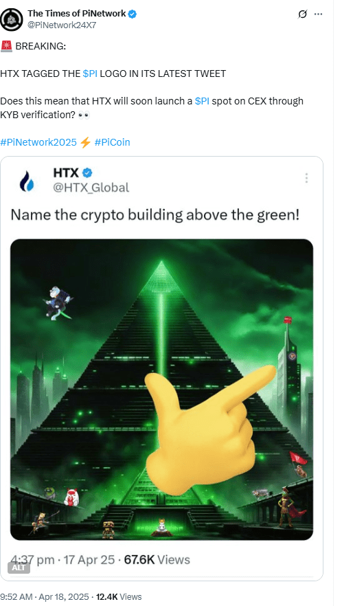 HTX Teases Pi Coin Listing with Visual Clue. Source: HTX_Global on X