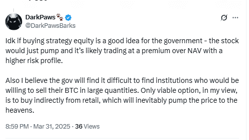 Strategy Stock Premium Concerns by DarkPaws. Source: X