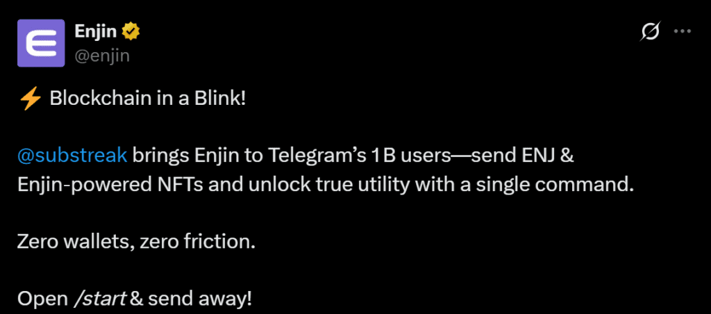 Enjin ENJ price analysis Telegram