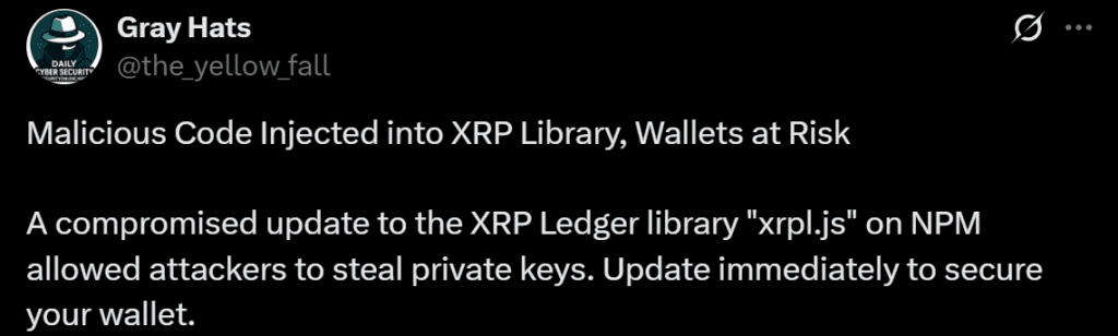 Ripple XRP Price analysis hack