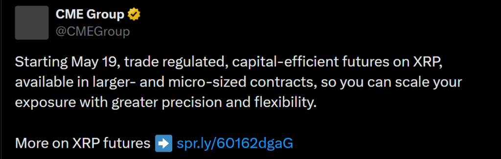 Ripple XRP CME Futures price analysis