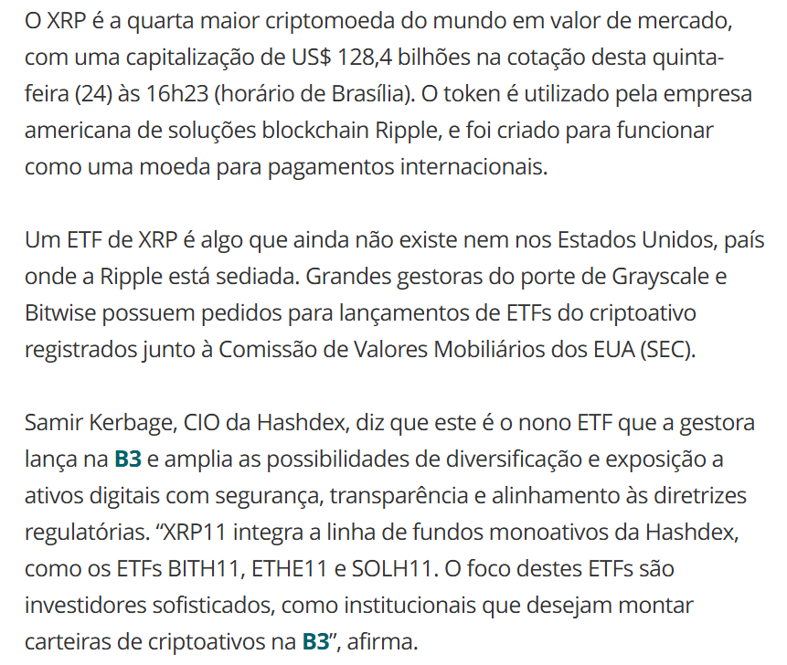 Hashdex Launches Ninth ETF XRPH11 on B3. Source: