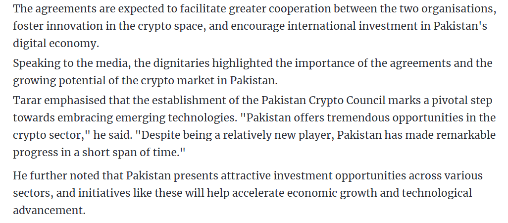 Pakistan Crypto Growth Statements. Source: Pakistan Crypto Council