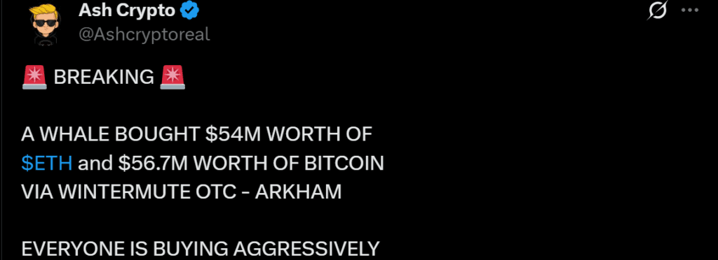 Ethereum ETH price analysis whale movement