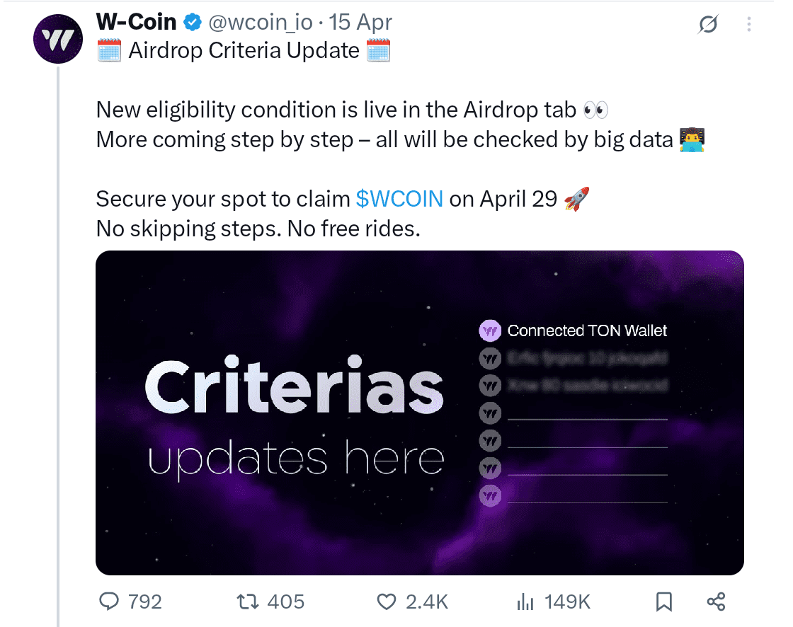 W Coin ($WCOIN) is officially set to launch on April 29.