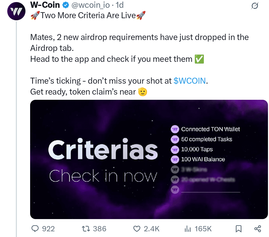 Two new airdrop criteria were added to the checklist