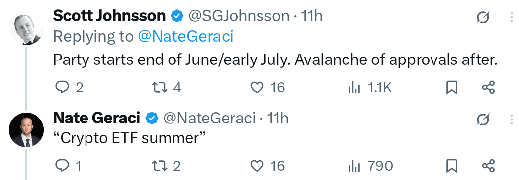 Analysts expects crypto ETF summer may begin in late June or early July