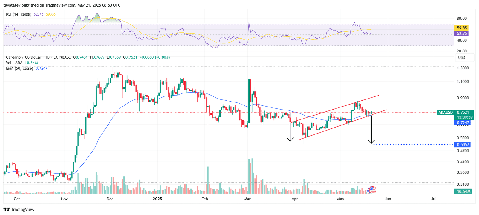 Cardano Bearish Flag PatternSource: TradingView
