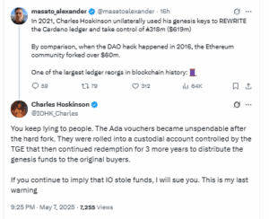 Charles Hoskinson Denies Allegations of Hijacking $619M in Cardano Funds