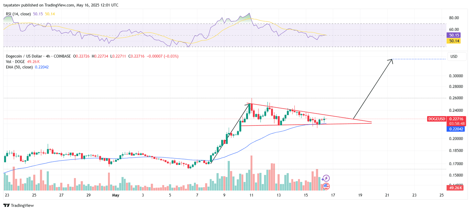 Dogecoin Bullish Pennant Breakout SetupSource: TradingView