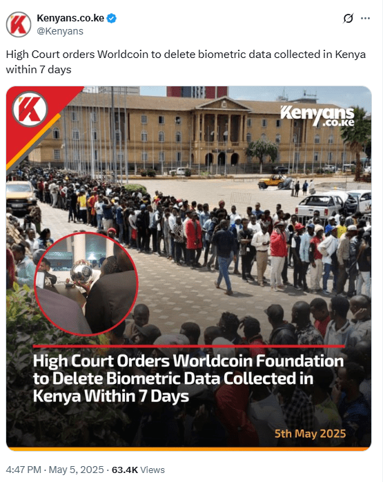 Crowds Outside Kenyan Court Over Worldcoin Ruling. Source: Kenyans.co.ke