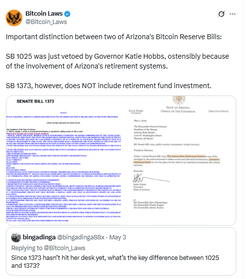 Arizona Bitcoin Bills Split Over Retirement Fund Use. Source: Bitcoin Laws