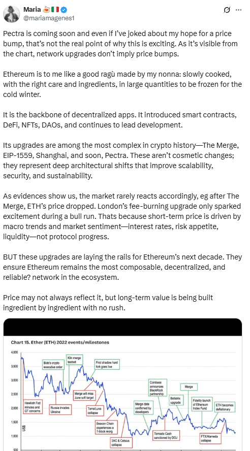 Maria on Pectra Upgrade and Ethereum Long-Term Value. Source: Maria Magenes on X