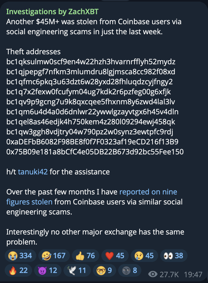 Source: ZachXBT Telegram Channel