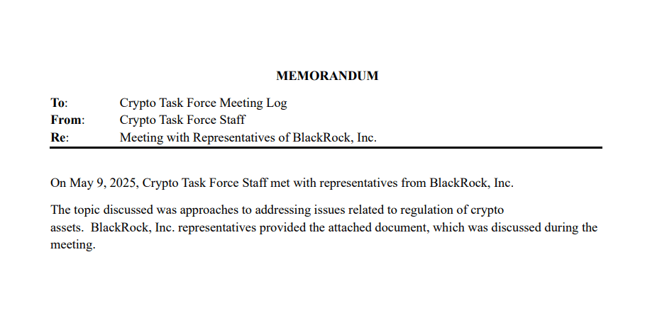 SEC–BlackRock Crypto Meeting Memo. Source: U.S. Securities and Exchange Commission